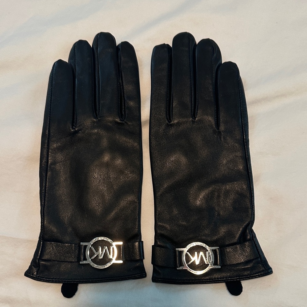 Michael Kors Black Leather Gloves